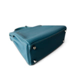 Hermes Handbag Kelly / Blue Hermes Kelly 25 Blue Jean Veau Togo Leather Palladium Plated Y Stamp - Redeluxe