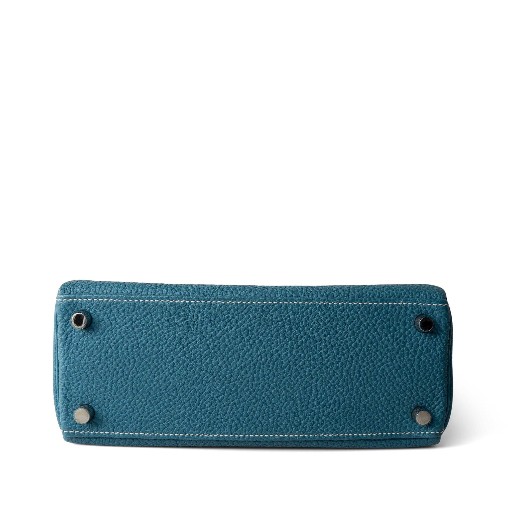 Hermes Handbag Kelly / Blue Hermes Kelly 25 Blue Jean Veau Togo Leather Palladium Plated Y Stamp - Redeluxe