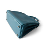 Hermes Handbag Kelly / Blue Hermes Kelly 25 Blue Jean Veau Togo Leather Palladium Plated Y Stamp - Redeluxe