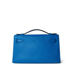 Hermes Handbag Kelly / Blue Kelly Pochette Swift Blue Zanzibar Palladium Hardware D stamp - Redeluxe