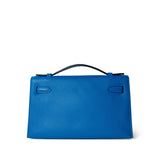 Hermes Handbag Kelly / Blue Kelly Pochette Swift Blue Zanzibar Palladium Hardware D stamp - Redeluxe