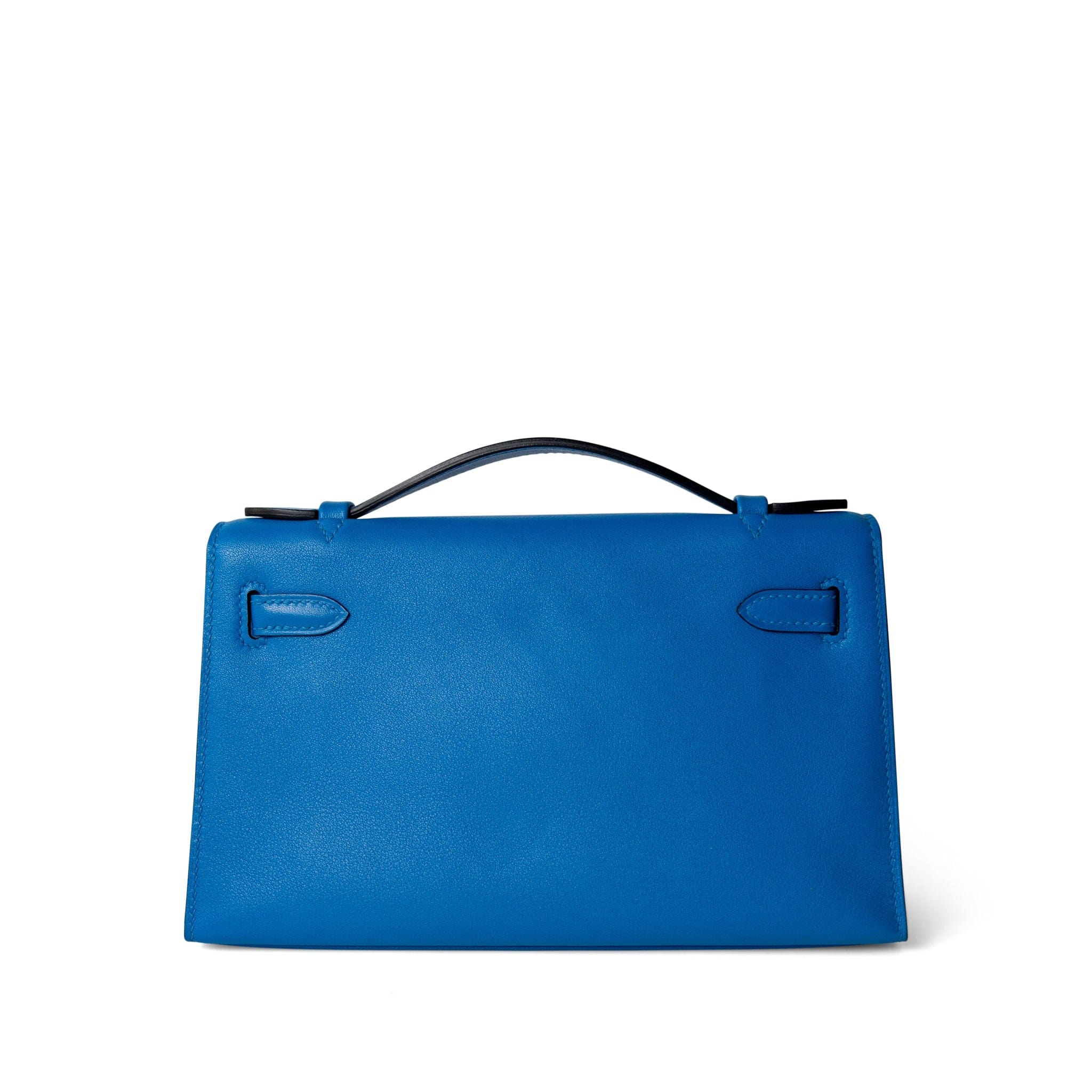 Hermes Handbag Kelly / Blue Kelly Pochette Swift Blue Zanzibar Palladium Hardware D stamp - Redeluxe