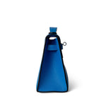 Hermes Handbag Kelly / Blue Kelly Pochette Swift Blue Zanzibar Palladium Hardware D stamp - Redeluxe