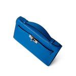 Hermes Handbag Kelly / Blue Kelly Pochette Swift Blue Zanzibar Palladium Hardware D stamp - Redeluxe