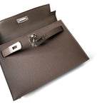 Hermes Handbag Kelly / Grey Hermes Kelly Mini II Etain (greige) Veau Epsom Leather Palladium plated Y Stamp - Redeluxe