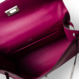 Hermes Handbag Kelly Kelly Pochette Rose Pourpre Swift Palladium Plated Hardware C Stamp - Redeluxe