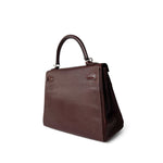 Hermes Handbag Kelly / Red Kelly 25 Retourne Rouge H Chèvre Palladium Plated I Square Stamp - Redeluxe