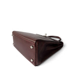 Hermes Handbag Kelly / Red Kelly 25 Retourne Rouge H Chèvre Palladium Plated I Square Stamp - Redeluxe