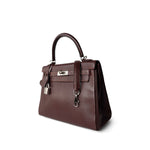 Hermes Handbag Kelly / Red Kelly 25 Retourne Rouge H Chèvre Palladium Plated I Square Stamp - Redeluxe