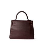 Hermes Handbag Kelly / Red Kelly 25 Retourne Rouge H Chèvre Palladium Plated I Square Stamp - Redeluxe