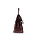 Hermes Handbag Kelly / Red Kelly 25 Retourne Rouge H Chèvre Palladium Plated I Square Stamp - Redeluxe