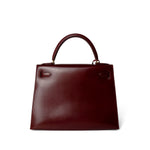 Hermes Handbag Kelly / Red Kelly 28 Rouge Box Calfskin Gold Plated V Stamp - Redeluxe
