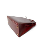 Hermes Handbag Kelly / Red Kelly 28 Rouge Box Calfskin Gold Plated V Stamp - Redeluxe
