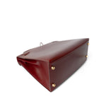 Hermes Handbag Kelly / Red Kelly 28 Rouge Box Calfskin Gold Plated V Stamp - Redeluxe