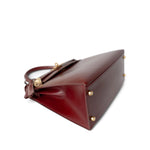 Hermes Handbag Kelly / Red Kelly 28 Rouge Box Calfskin Gold Plated V Stamp - Redeluxe