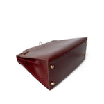 Hermes Handbag Kelly / Red Kelly 28 Rouge Box Calfskin Gold Plated V Stamp - Redeluxe