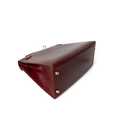 Hermes Handbag Kelly / Red Kelly 28 Rouge Box Calfskin Gold Plated V Stamp - Redeluxe