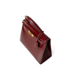 Hermes Handbag Kelly / Red Kelly 28 Rouge Box Calfskin Gold Plated V Stamp - Redeluxe