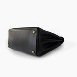 Hermes Handbag Kelly Retourne Black Box Calfskin Gold Plated Y Stamp - Redeluxe