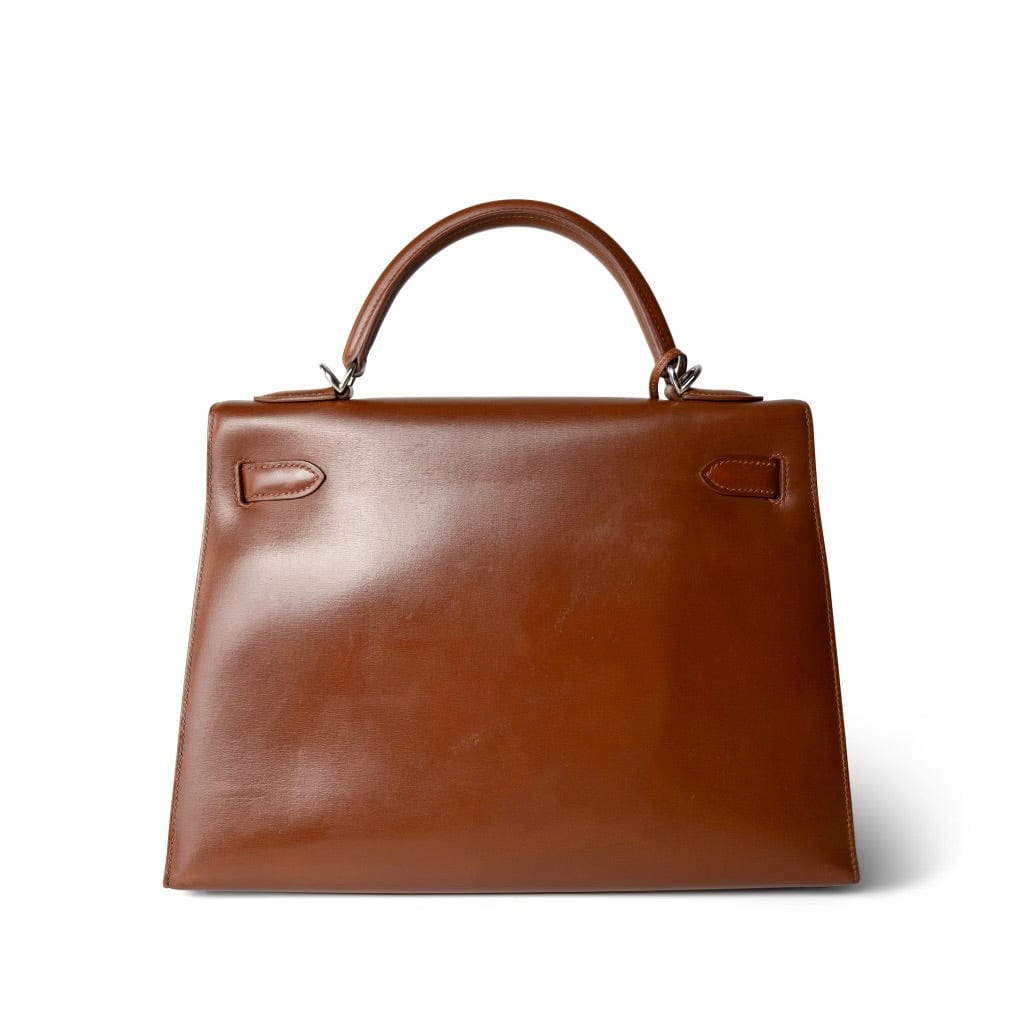 Kelly Sellier 32 Noisette Box Calfskin Palladium Plated [E] Stamp