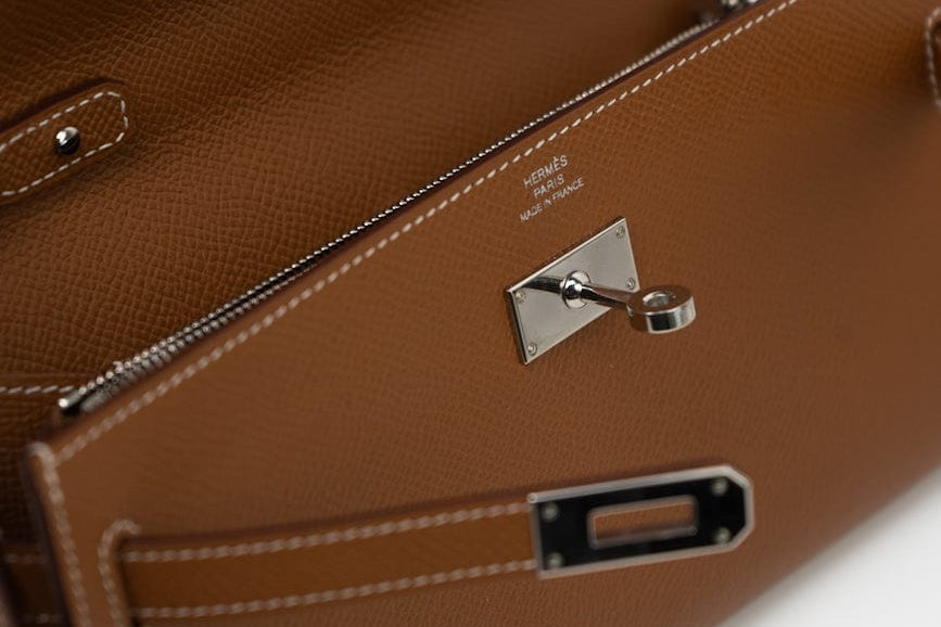 Hermes Handbag Kelly To Go Veau Epsom Leather Palladium Plated 2020 Y - Redeluxe