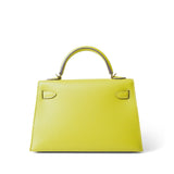 Hermes Handbag Lime Mini Kelly Sellier Lime Epsom Gold Plated Y Stamp - Redeluxe