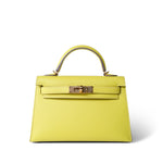 Hermes Handbag Lime Mini Kelly Sellier Lime Epsom Gold Plated Y Stamp - Redeluxe
