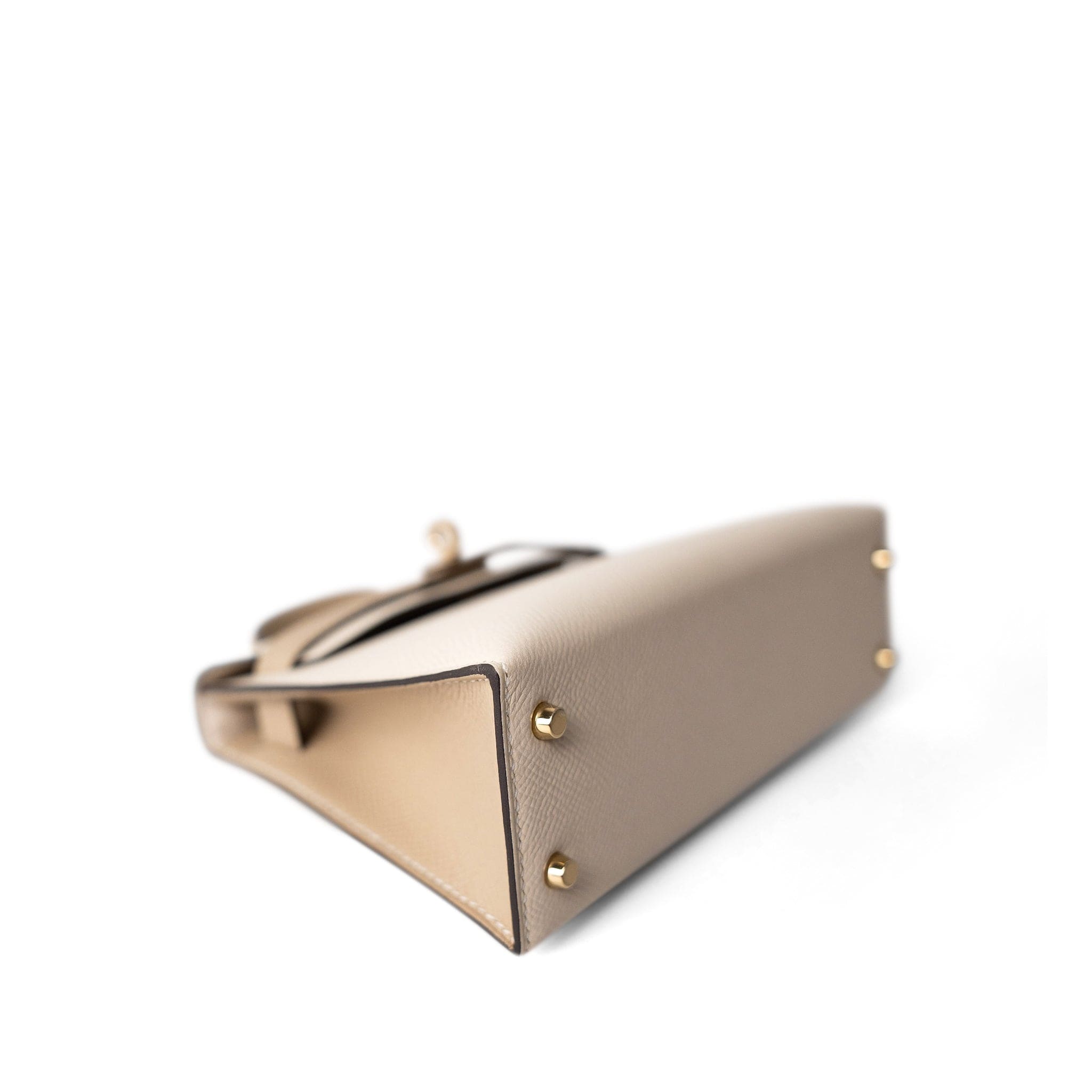 Hermes Handbag Mini Kelly Sellier II Craie Epsom Permabrass Plated Z Stamp - Redeluxe