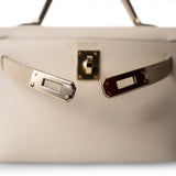 Hermes Handbag Mini Kelly Sellier II Craie Epsom Permabrass Plated Z Stamp - Redeluxe