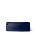 Hermes Handbag Navy Kelly Sellier 32 Blue Box Calfskin Gold Plated (U) Stamp - Redeluxe