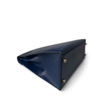 Hermes Handbag Navy Kelly Sellier 32 Blue Box Calfskin Gold Plated (U) Stamp - Redeluxe