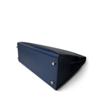 Hermes Handbag Navy Kelly Sellier 32 Blue Box Calfskin Gold Plated (U) Stamp - Redeluxe