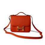 Hermes Handbag Orange / 18 / Epsom Orange Feu Constance 18 Veau Epsom Leather Gold Plated Hardware X Stamp - Redeluxe