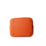 Hermes Handbag Orange Feu Clemence Picotin Lock Gold Plated U Stamp - Redeluxe