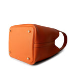 Hermes Handbag Orange Feu Clemence Picotin Lock Gold Plated U Stamp - Redeluxe