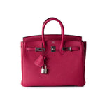 Hermes Handbag Pink Birkin 25 Framboise Veau Togo Palladium Plated 2021 Z - Redeluxe