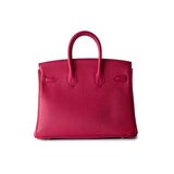 Hermes Handbag Pink Birkin 25 Framboise Veau Togo Palladium Plated 2021 Z - Redeluxe