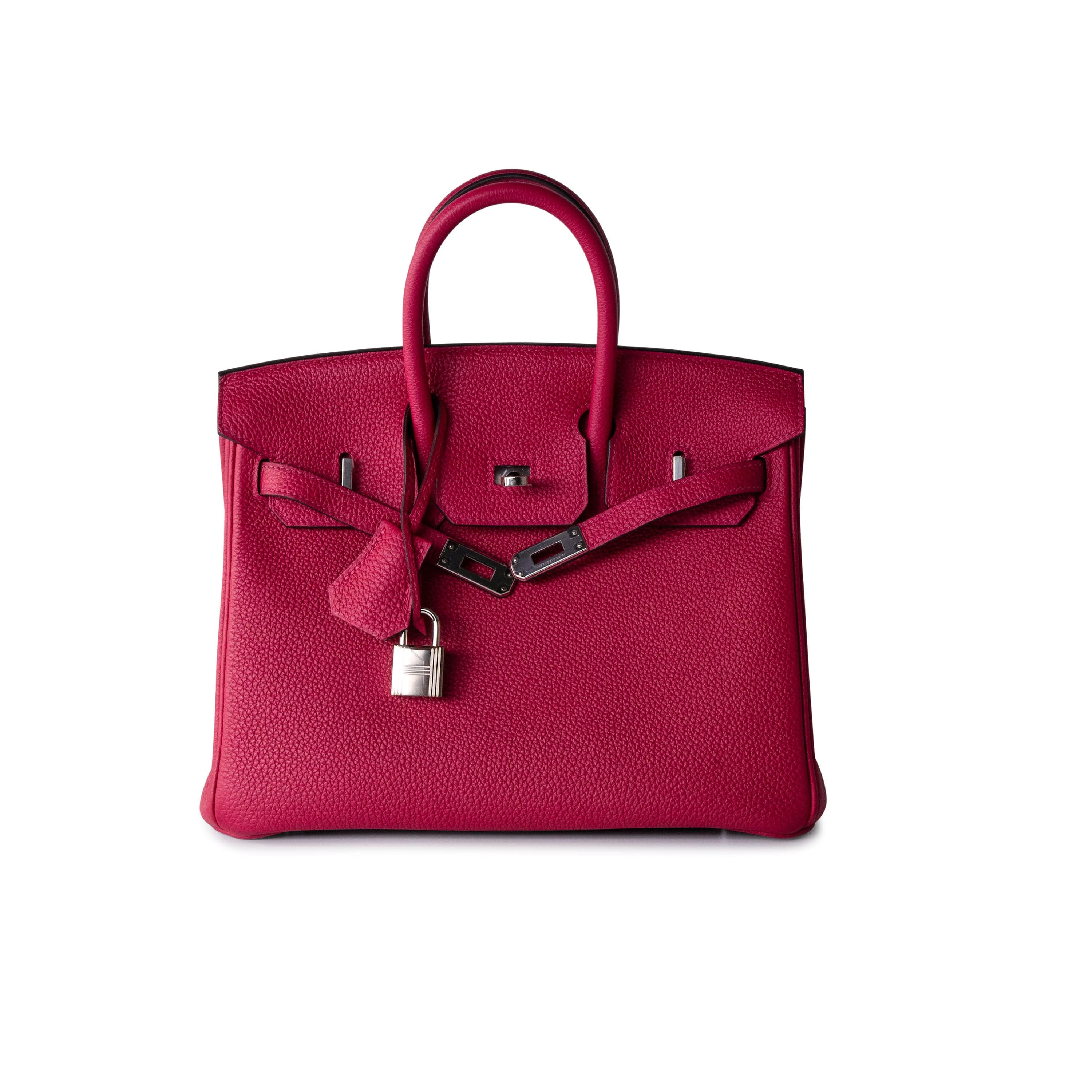 Hermes Handbag Pink Birkin 25 Framboise Veau Togo Palladium Plated 2021 Z - Redeluxe