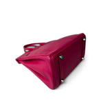Hermes Handbag Pink Birkin 25 Rose Shocking Chèvre Palladium Plated K Square Stamp - Redeluxe