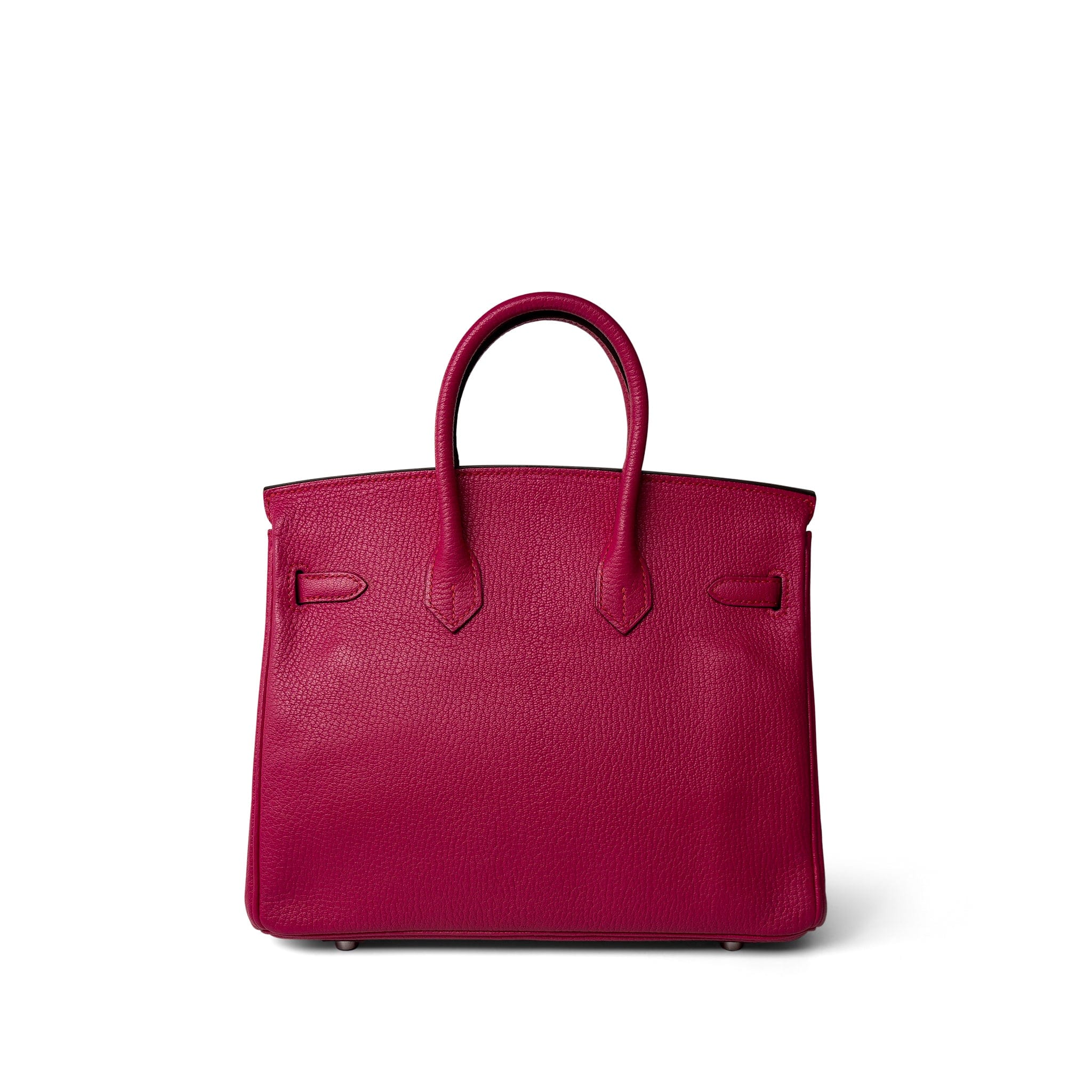 Hermes Handbag Pink Birkin 25 Rose Shocking Chèvre Palladium Plated K Square Stamp - Redeluxe