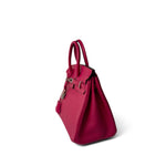 Hermes Handbag Pink Birkin 25 Rose Shocking Chèvre Palladium Plated K Square Stamp - Redeluxe