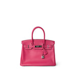 Hermes Handbag Pink Birkin 30 (Candy Model) Rose Tyrien / Rubis Veau Epsom Leather Palladium Plated P Square Stamp - Redeluxe