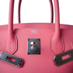 Hermes Handbag PINK Birkin 30 Rose Azalee Epsom Palladium Plated Y Stamp - Redeluxe