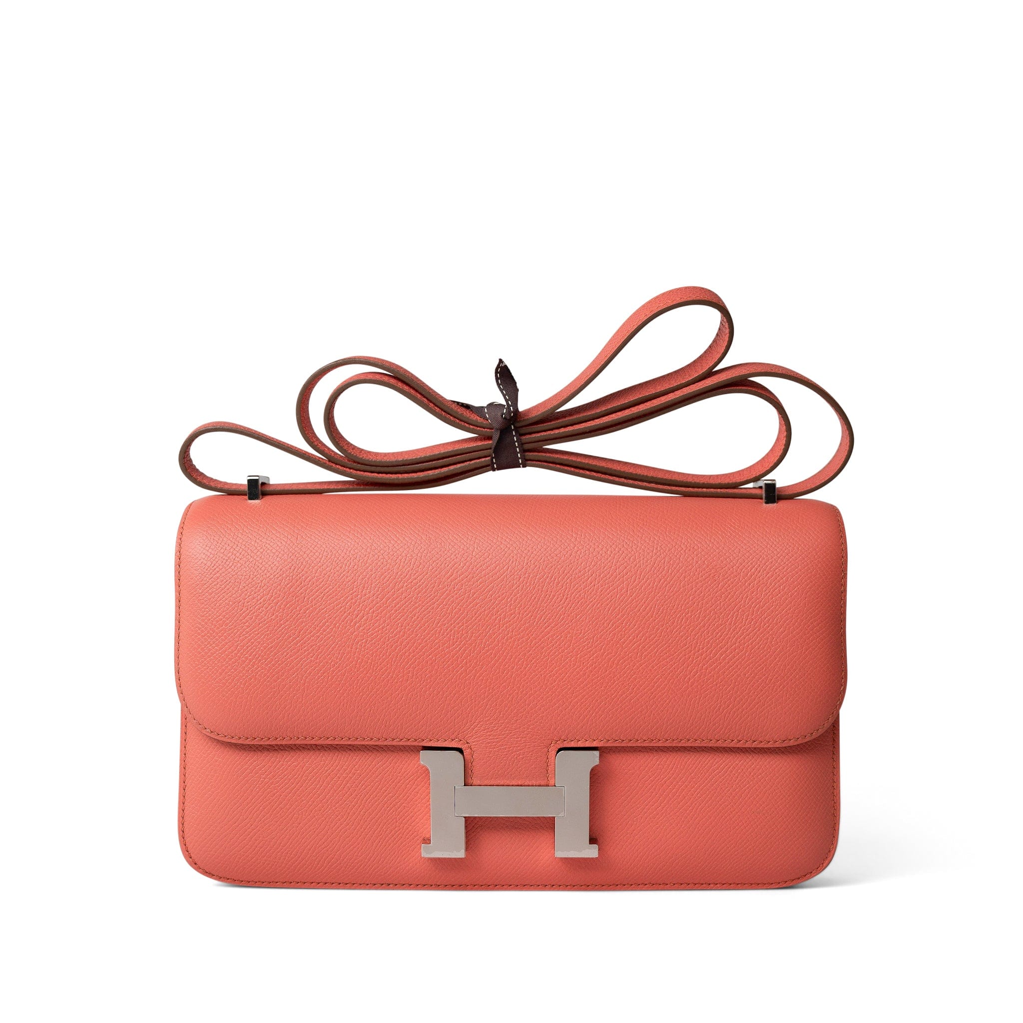Hermes Handbag Pink Constance Elan Flamingo Epsom Palladium Plated R Square Stamp - Redeluxe