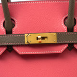Hermes Handbag Pink Hermes Birkin 30 Rose Azalée Etoupe Veau Epsom Leather Gold Plated (brushed) C Stamp - Redeluxe