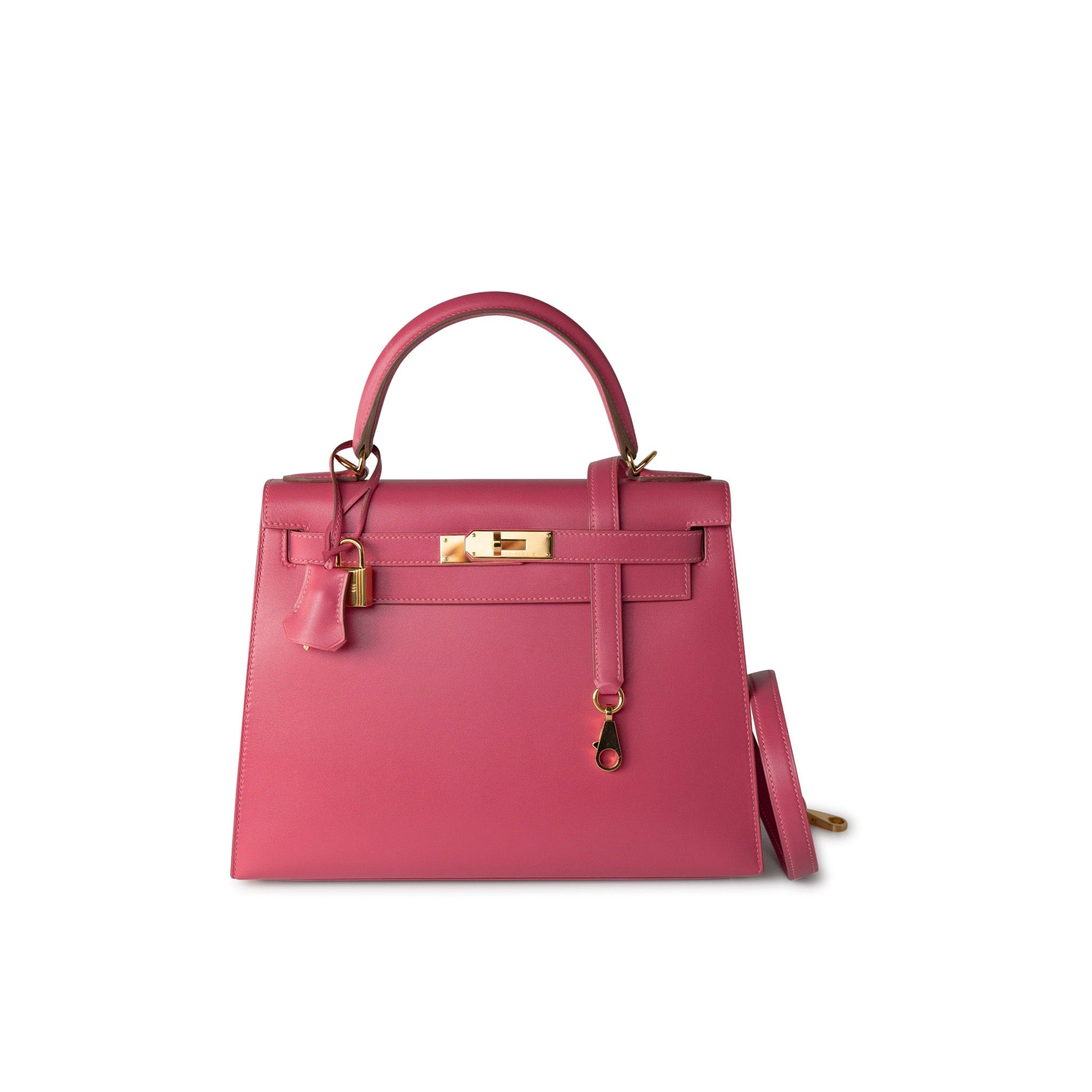 Hermes Handbag Pink Kelly 28 Rose Lipstick Veau Tadelakt Gold Plated Hardware C Stamp - Redeluxe