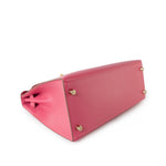 Hermes Handbag Pink Kelly 28 Rose Lipstick Veau Tadelakt Gold Plated Hardware C Stamp - Redeluxe