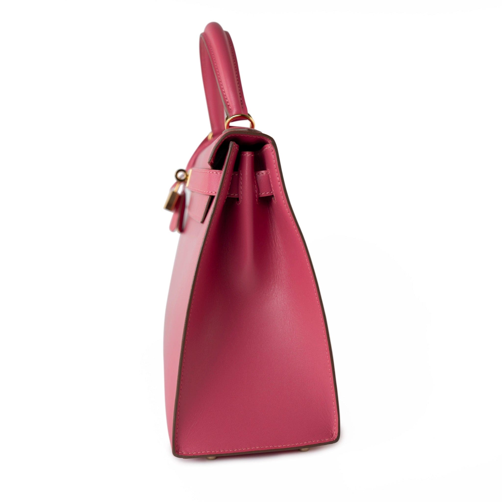 Hermes Handbag Pink Kelly 28 Rose Lipstick Veau Tadelakt Gold Plated Hardware C Stamp - Redeluxe