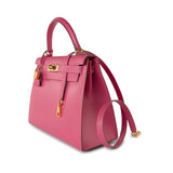 Hermes Handbag Pink Kelly 28 Rose Lipstick Veau Tadelakt Gold Plated Hardware C Stamp - Redeluxe