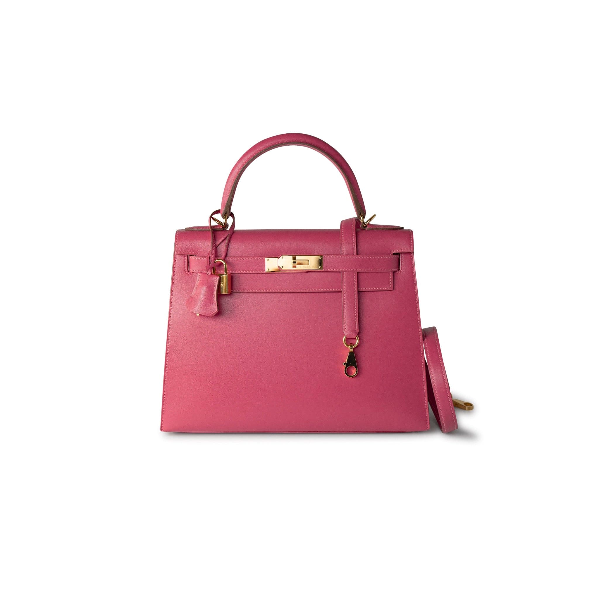 Hermes Handbag Pink Kelly 28 Rose Lipstick Veau Tadelakt Gold Plated Hardware C Stamp - Redeluxe